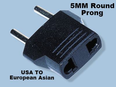 Type A To Type C European/Asian 5MM Round Prong Non-Grounded  Plug MU-3