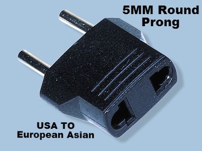 European/Asian 5MM Round Prong Non-Grounded  Plug MU-3
