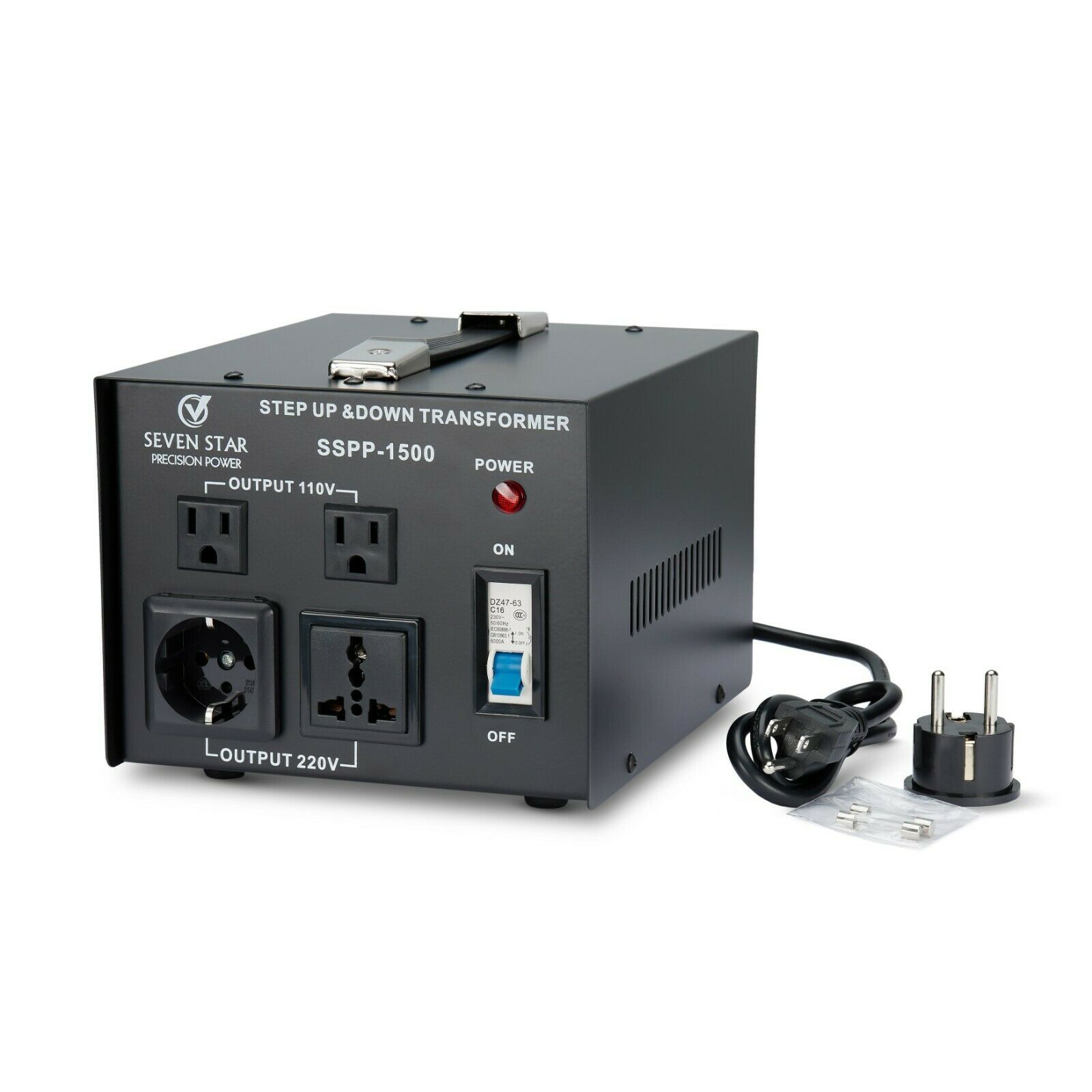 Seven Star Precision Power SSPP-1500 110 220 Volt Step Up Down Transformer 1500W Voltage Converter 
