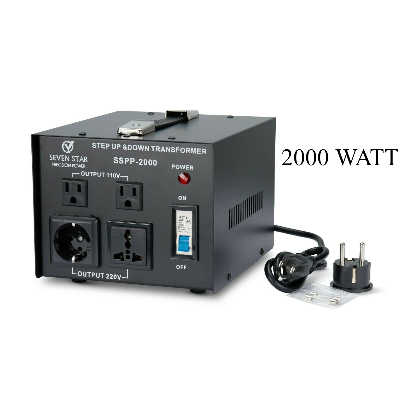 Seven Star Precision Power SSPP-2000 110 220 Volt Step Up Down Transformer 2000W Voltage Converter