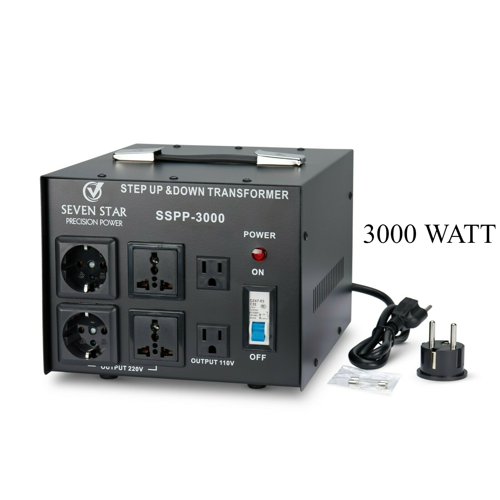 Seven Star Precision Power SSPP-3000 110 220 Volt Step Up Down Transformer 3000W Voltage Converter 