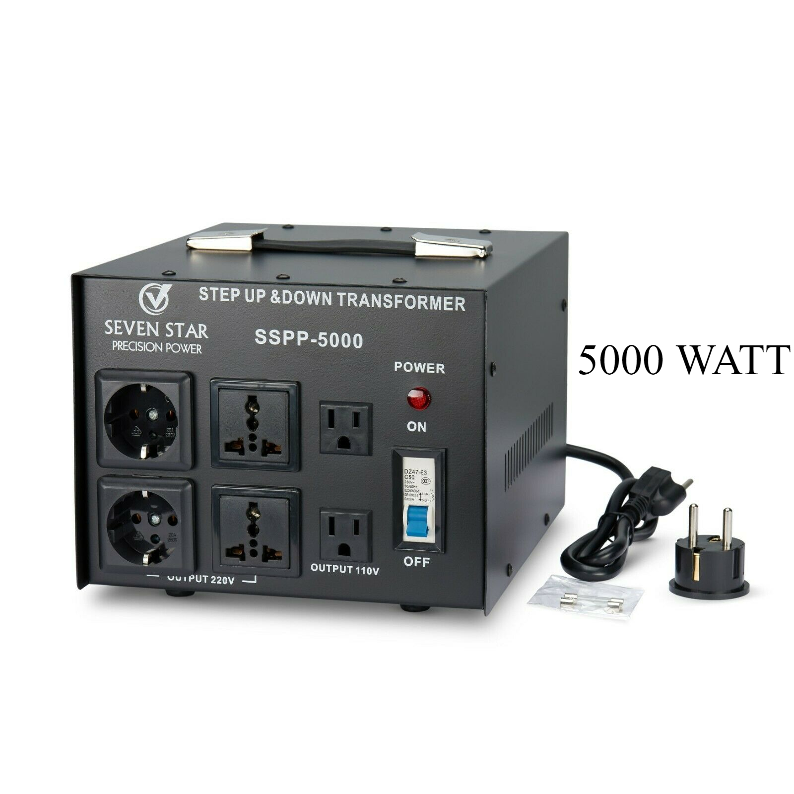 Seven Star Precision Power SSPP-5000 110 220 Volt Step Up Down Transformer 5000W Voltage Converter