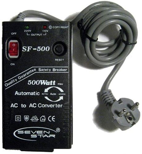 Seven Star SF-500 500W Watt Automatic AC Voltage Converter with Safety  Breaker 110v/220v