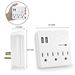 Seven Star SS504 3 Outlets Wall Tap Surge Protector with 2 USB Ports 110 Volt AC Power Plug