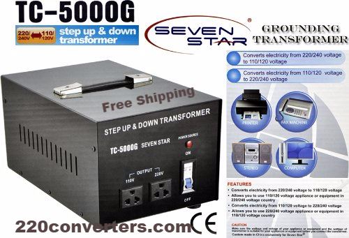 SevenStar TC-5000W Watt 110V-220 Volt Up/Down Transformer Heavy-Duty Converter 