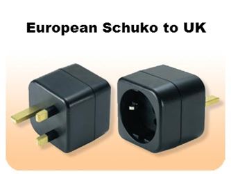 MKV17 European Schuko to UK British grounded adapter plug EU to UK