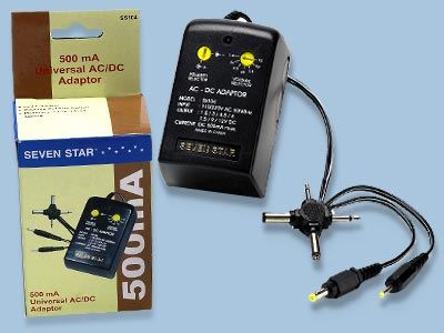 Universal AC/DC Adapter 110/240V 500ma - SS104