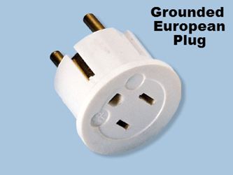 European Schuko Plug With Grounding SS-409 American to Euro Grounded Adapter 