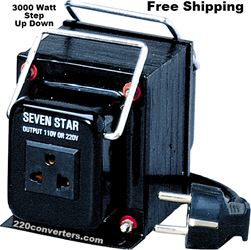 Seven Star THG3000UD 3000 W Watts Step Up-Down Voltage Converter 3000W Transformer Fuse Protected