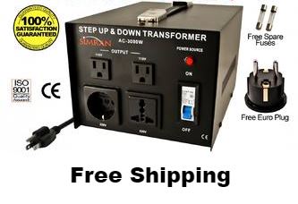 Simran AC-3000W 3000 W Watt Step Up Down Voltage Converter Transformer with Four Outlets
