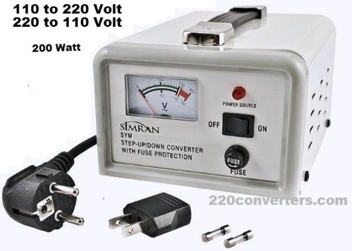 Simran SYM-200 200 W Watt Deluxe Voltage Transformer SYM200 110-220 Volt 200W Max