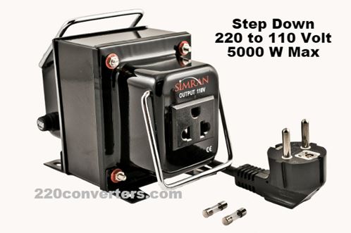 Simran THG5000 5000 W Watt Step Down Voltage Converter 220v 240v to 110v Transformer