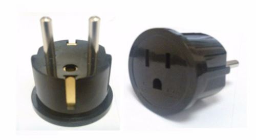 Plug Adapter European / Asian Schuko Plug Adapter - USA to Europe / Asia