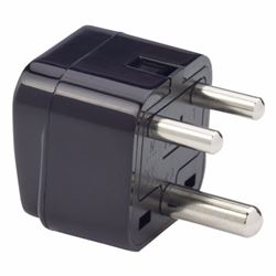 NEW India 3-Round Pin Plug Adapter with Universal Output Socket - BLACK